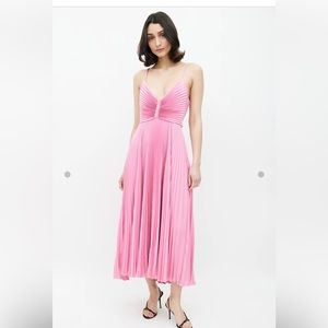 Pink A.L.C  Gemini satin pleated midi dress